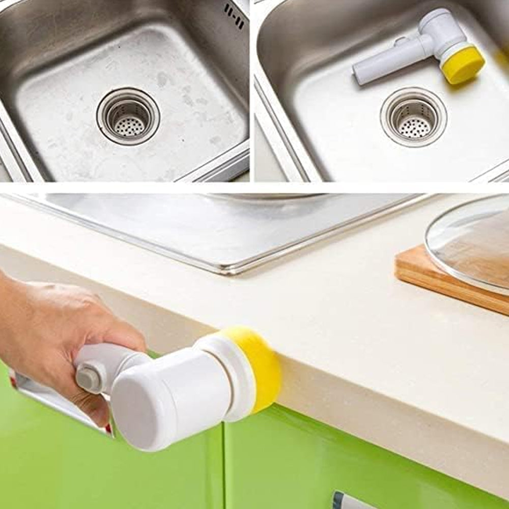 5-in-1 Electric Spin Scrubber - cleaning kitchen sink and stove top