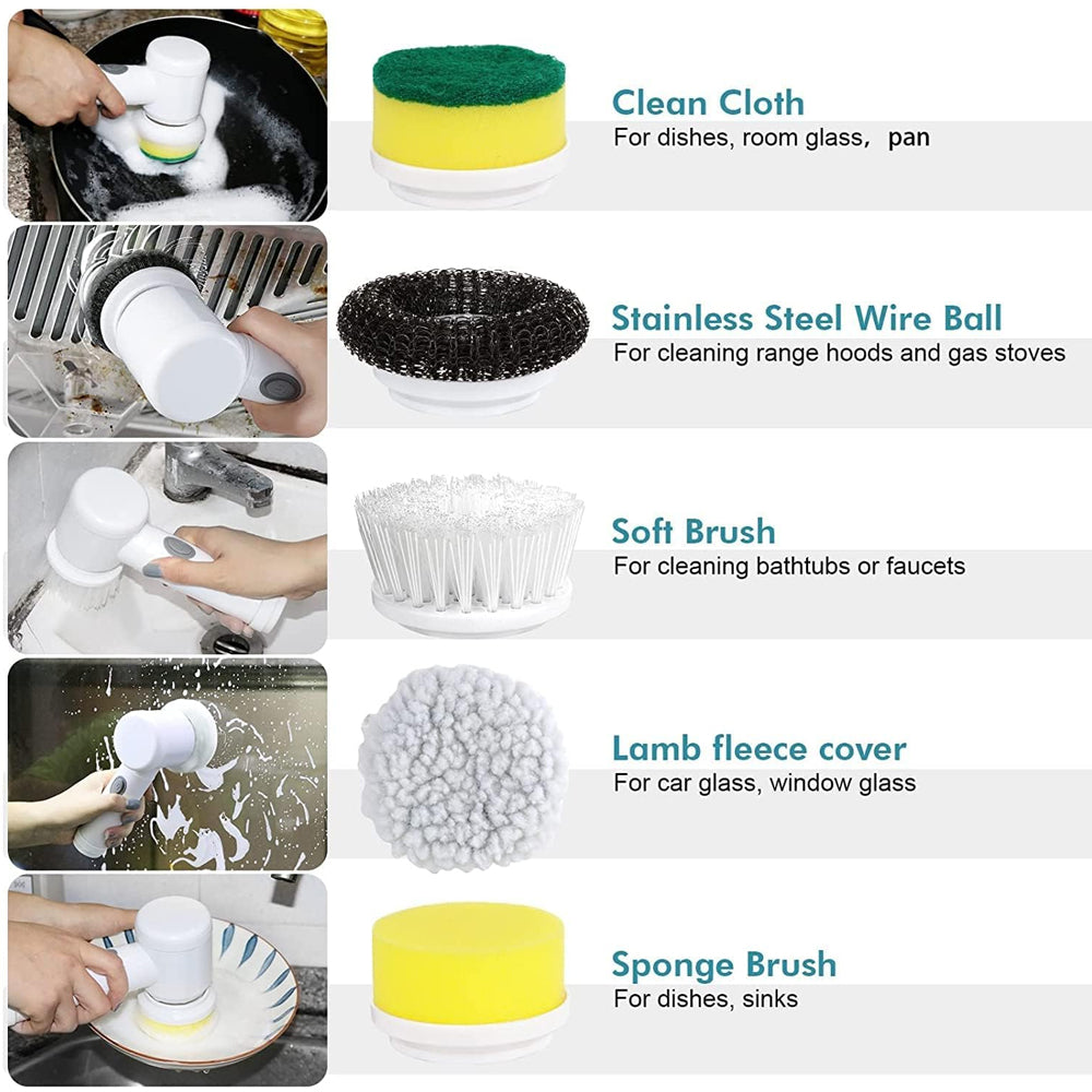 5-in-1 Electric Spin Scrubber - main unit with brush head attached