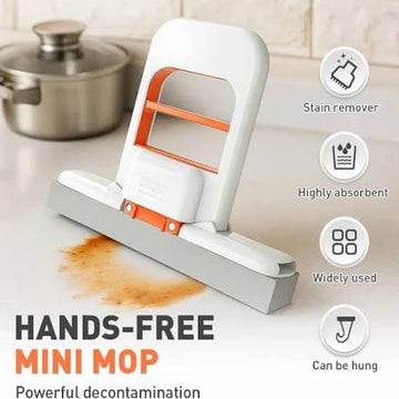 Mini Foldable Mop | Portable Handheld Sponge Mop for Kitchen, Bathroom & Glass Cleaning