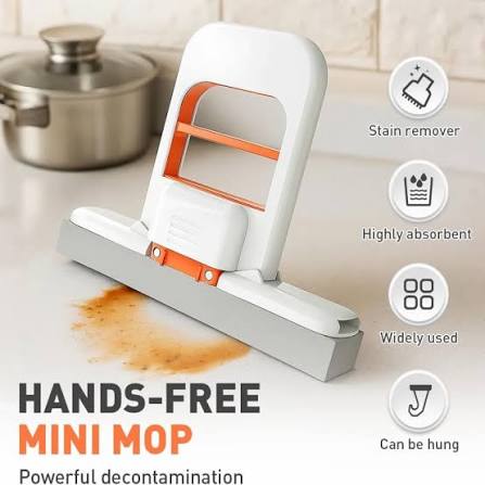 Mini Foldable Mop | Portable Handheld Sponge Mop for Kitchen, Bathroom & Glass Cleaning